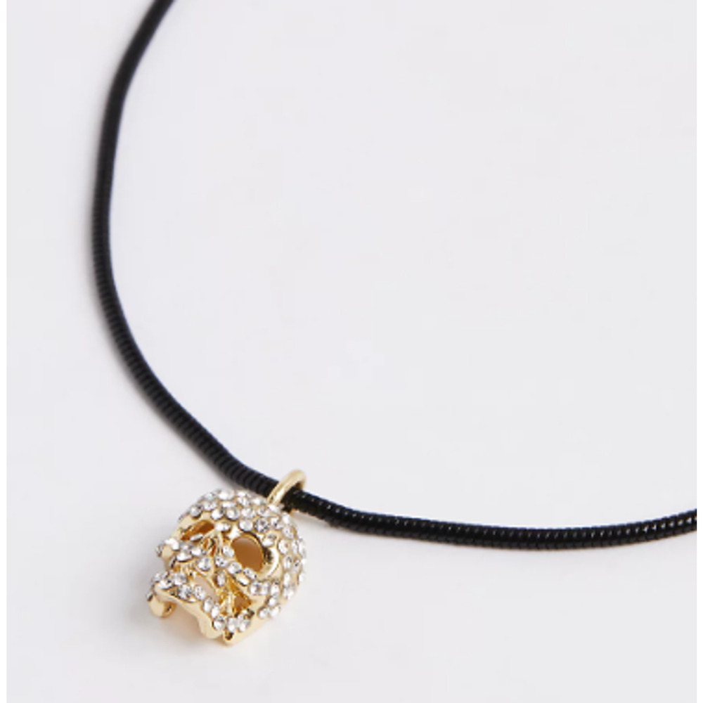 TORRID RHINESTONE SKULL NECKLACE - GOLD TONE